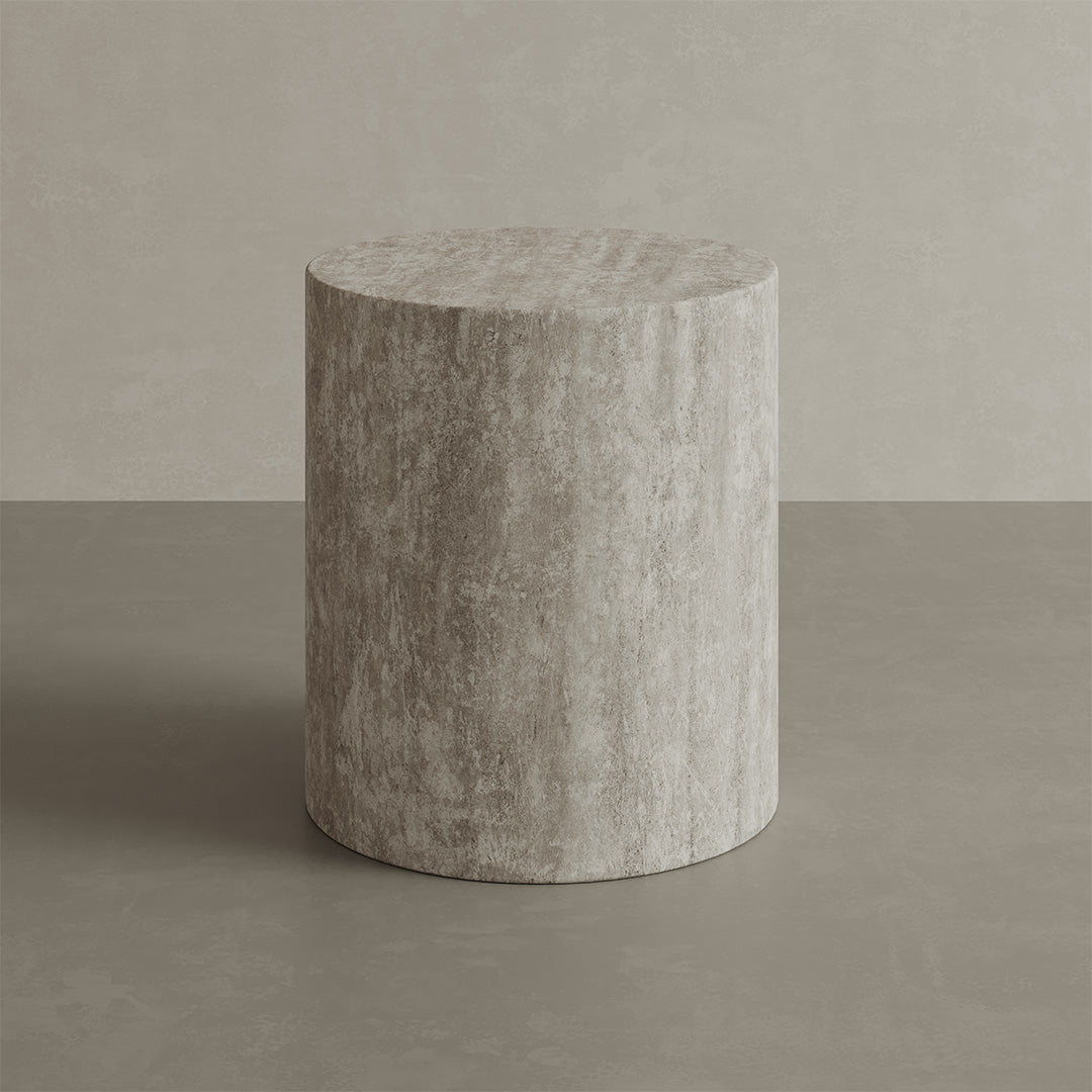 Porto Travertine Side Table, White